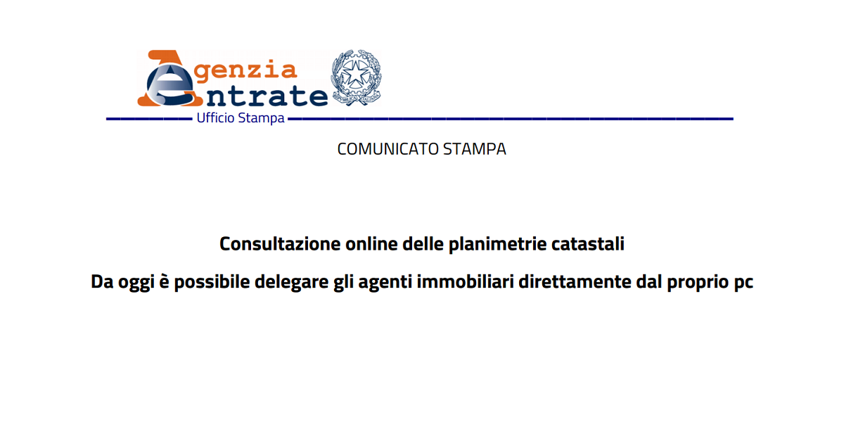 Planimetrie Catastali Delega Online Per La Consultazione Da Parte