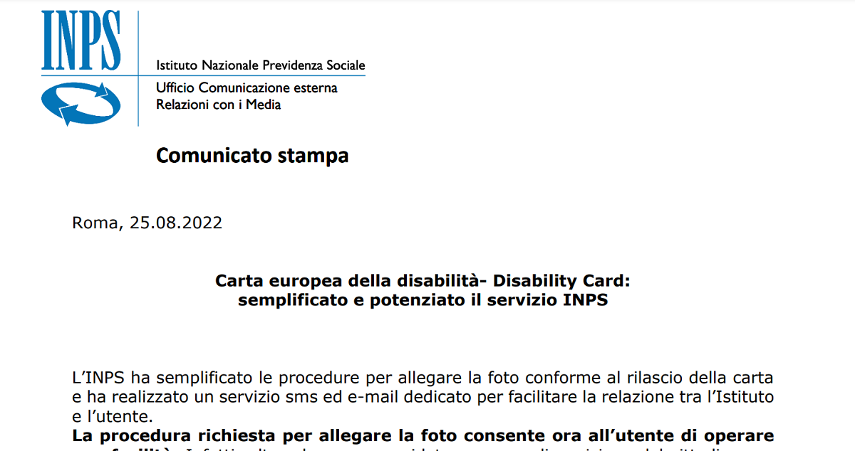 Disability card, dall’INPS novità e semplificazioni per fare richiesta