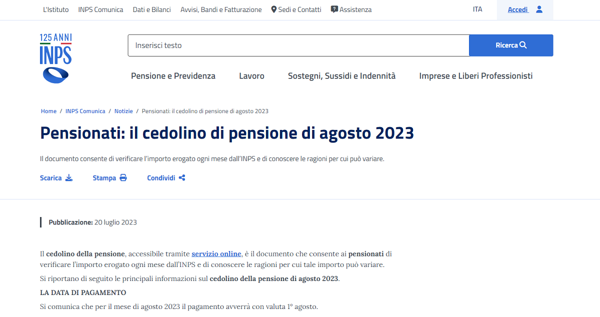 Cedolino Pensione Agosto 2023: Nell’accredito INPS Anche Trattenute E ...