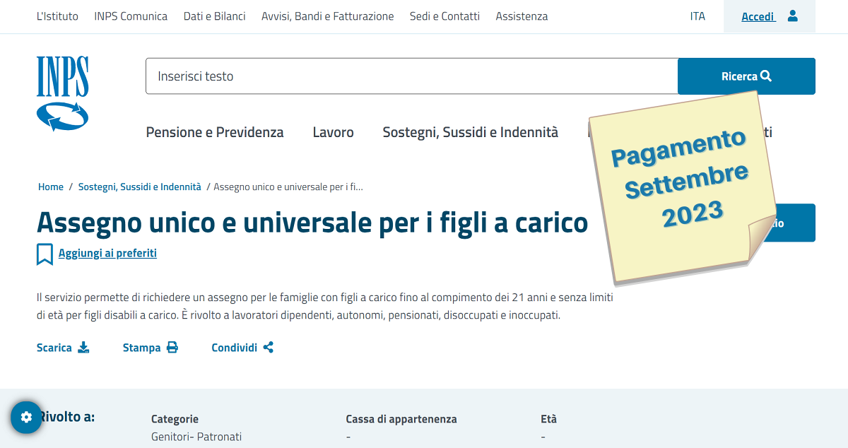 Pagamento Assegno Unico Settembre Accredito Dal Al Via Il