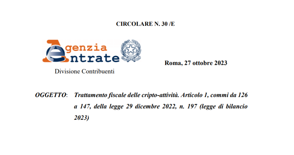 Tassazione Criptovalute: Le Regole Nella Circolare Dell’Agenzia Delle ...