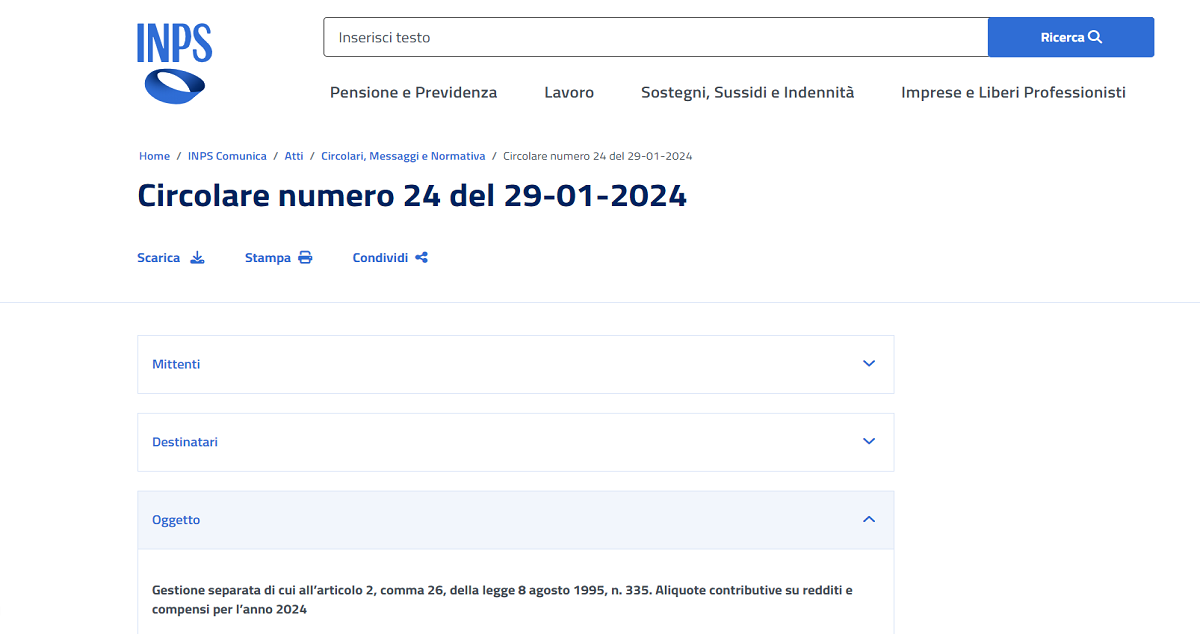 Aliquote gestione separata INPS 2024
