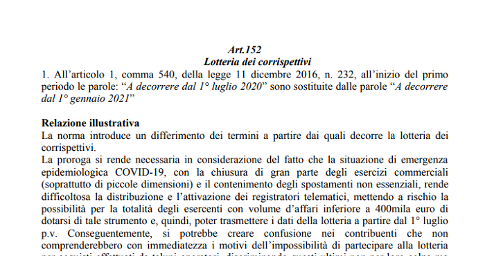 Proroga Lotteria Degli Scontrini Rinvio Al 2021 Nel Decreto Rilancio