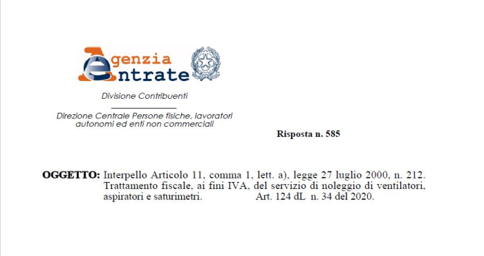 Iva Ventilatori Aspiratori E Saturimetri Agevolazione Anche Per Il Noleggio