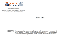 L'imposta di successione nel caso di scissione di società