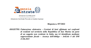 La fattura elettronica verso San Marino è obbligatoria?