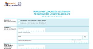 Comunicazione domicilio Agenzia delle Entrate