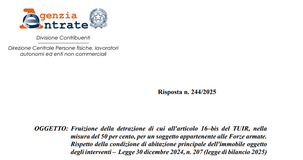 Bonus casa senza deroghe: al 50 per cento solo per l'abitazione principale, anche per le Forze armate